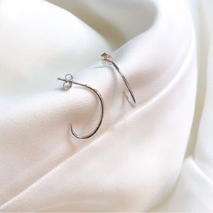 925 Silver Exaggerated C-shaped Hoop Earrings